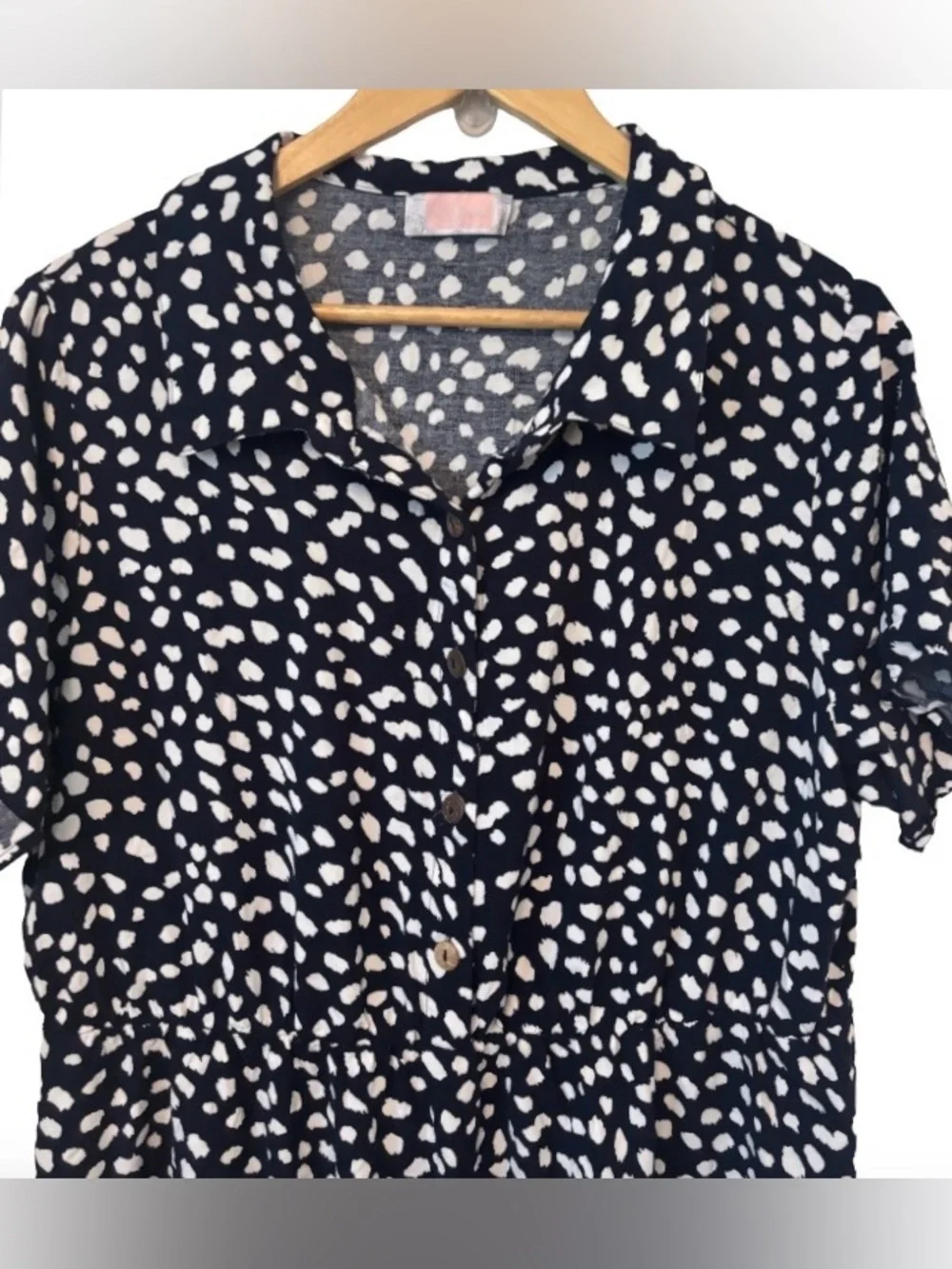 C+D+M nvy & wht polka dt s\s shrtdrss WM 1X preppy comfy casual
